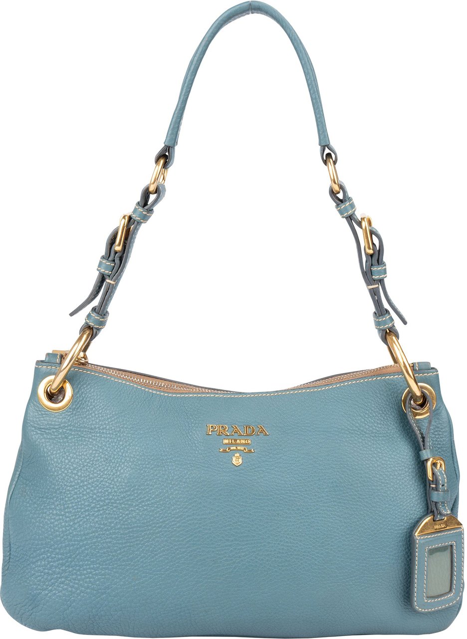 Prada Prada Blue Leather Cleo Shoulder Bag Blauw
