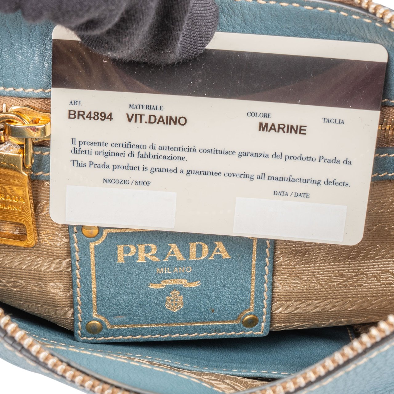 Prada Prada Blue Leather Cleo Shoulder Bag Blauw