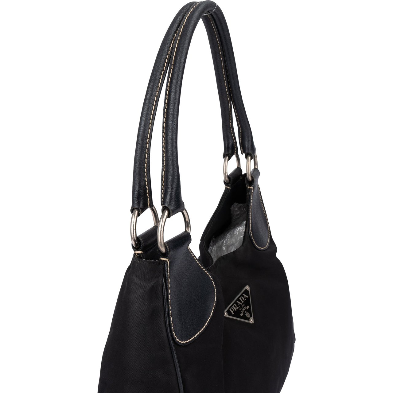 Prada Prada Black Nylon Triangle Handbag Zwart