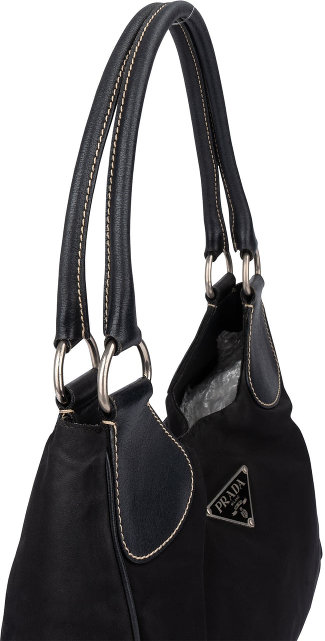 Prada Black Nylon Triangle Handbag Zwart