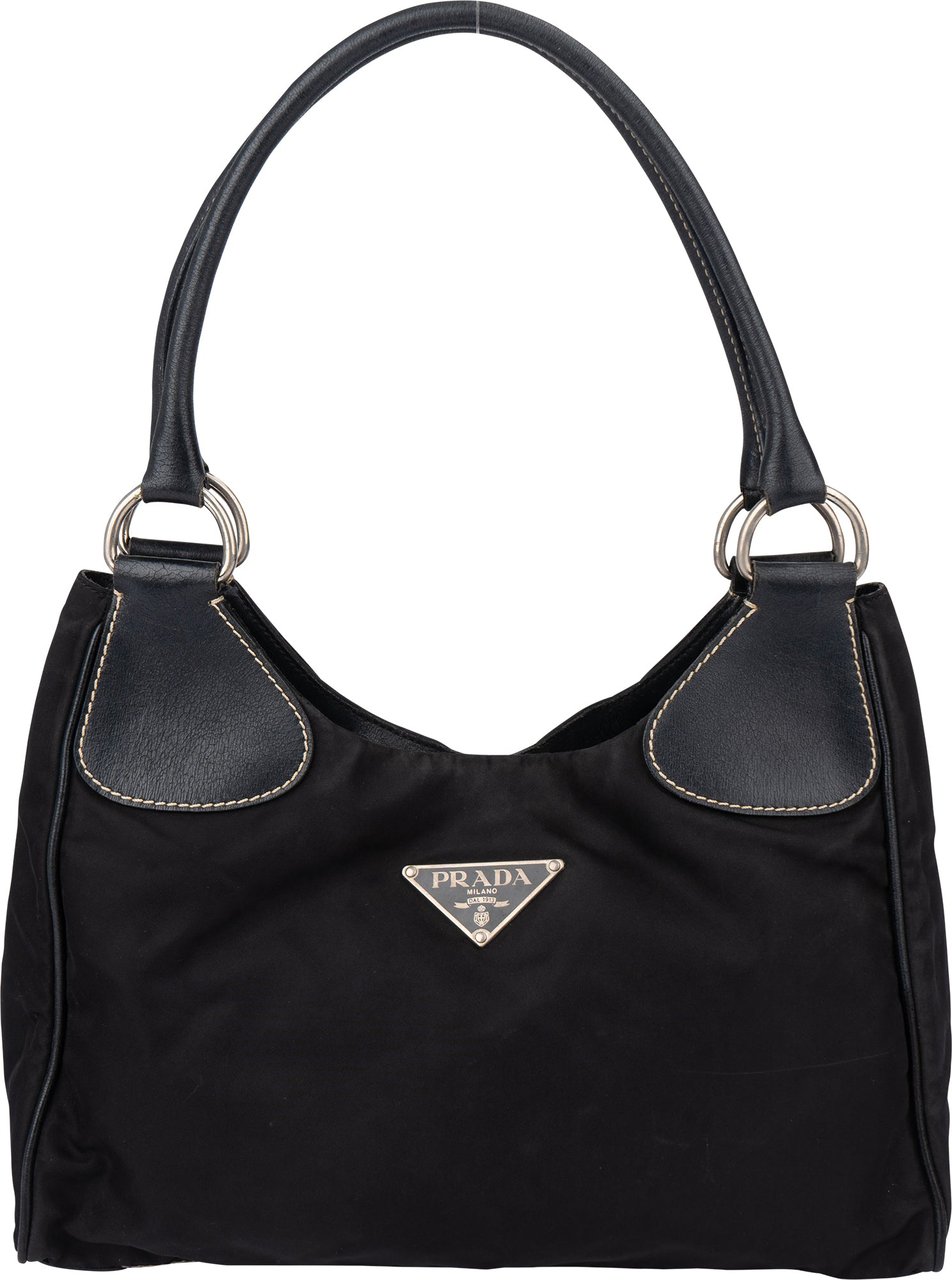Prada Black Nylon Triangle Handbag Zwart