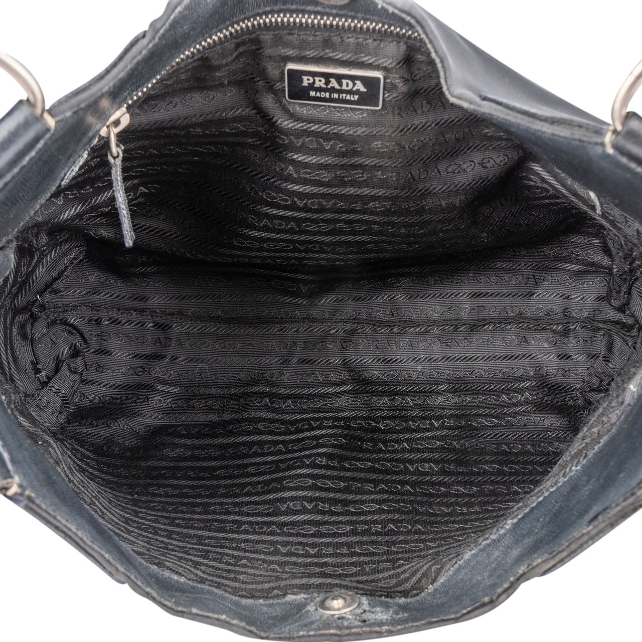 Prada Black Nylon Triangle Handbag Zwart