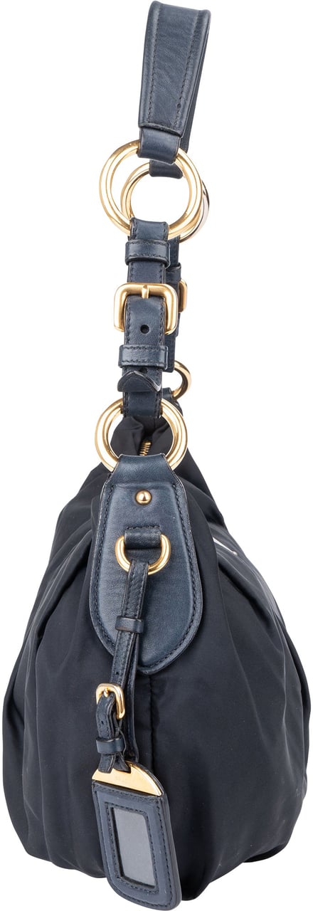 Prada Blue Nylon Triangle Shoulder Bag Blauw