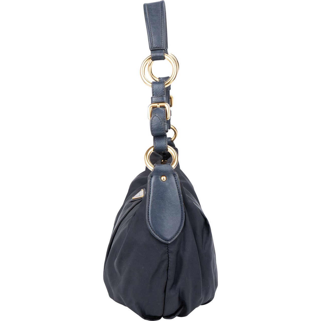 Prada Prada Blue Nylon Triangle Shoulder Bag Blauw