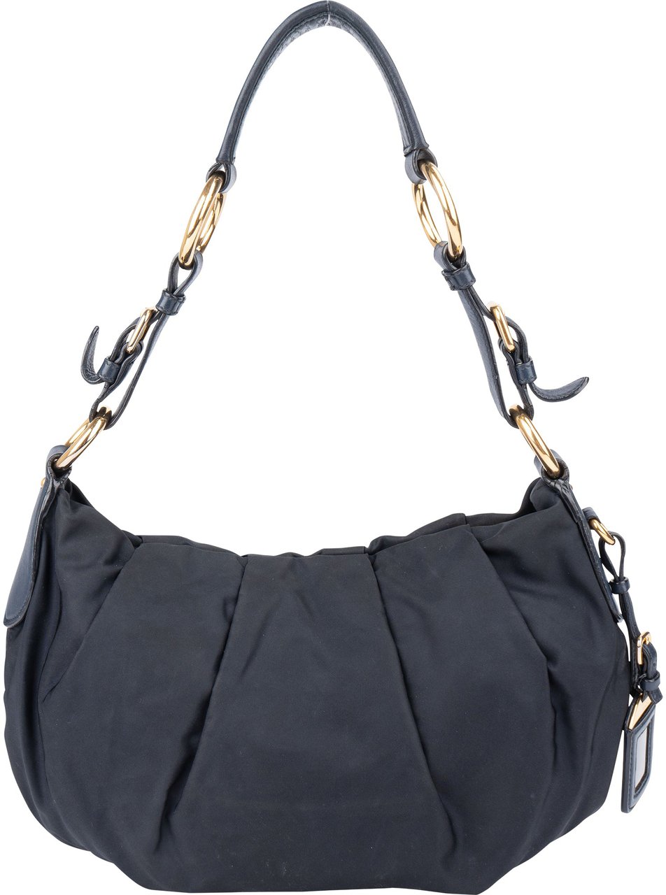Prada Blue Nylon Triangle Shoulder Bag Blauw