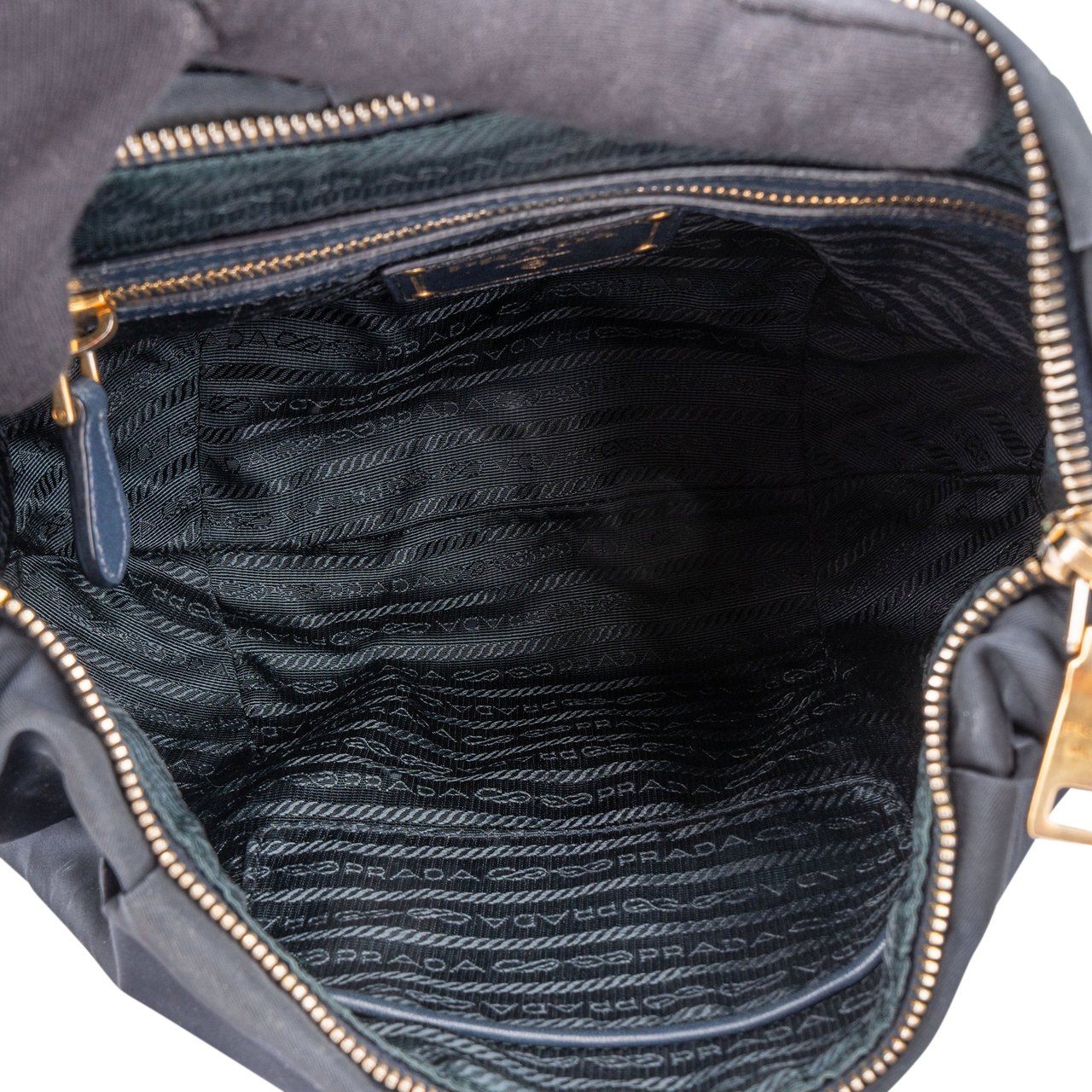 Prada Blue Nylon Triangle Shoulder Bag Blauw