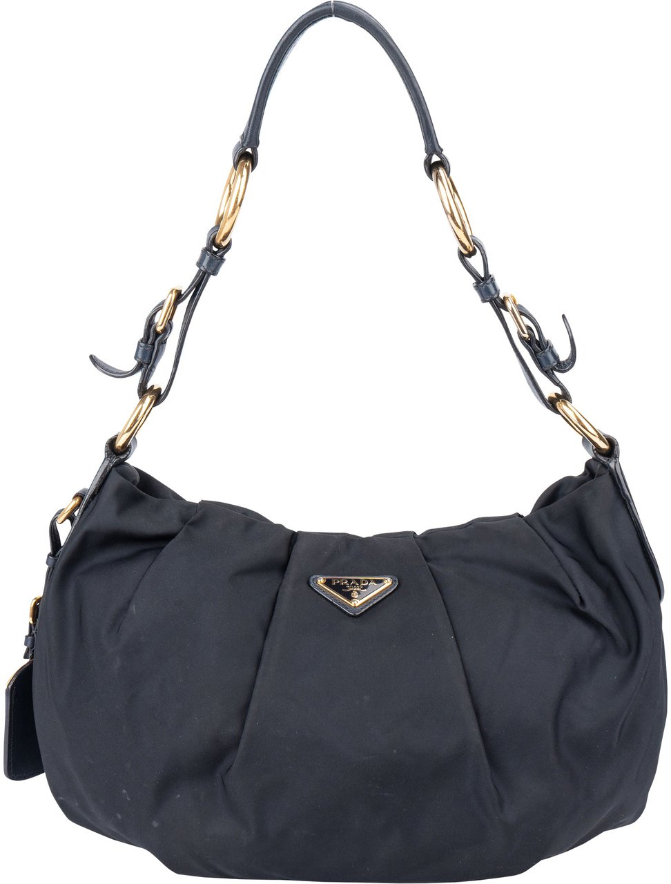 Prada Blue Nylon Triangle Shoulder Bag Blauw