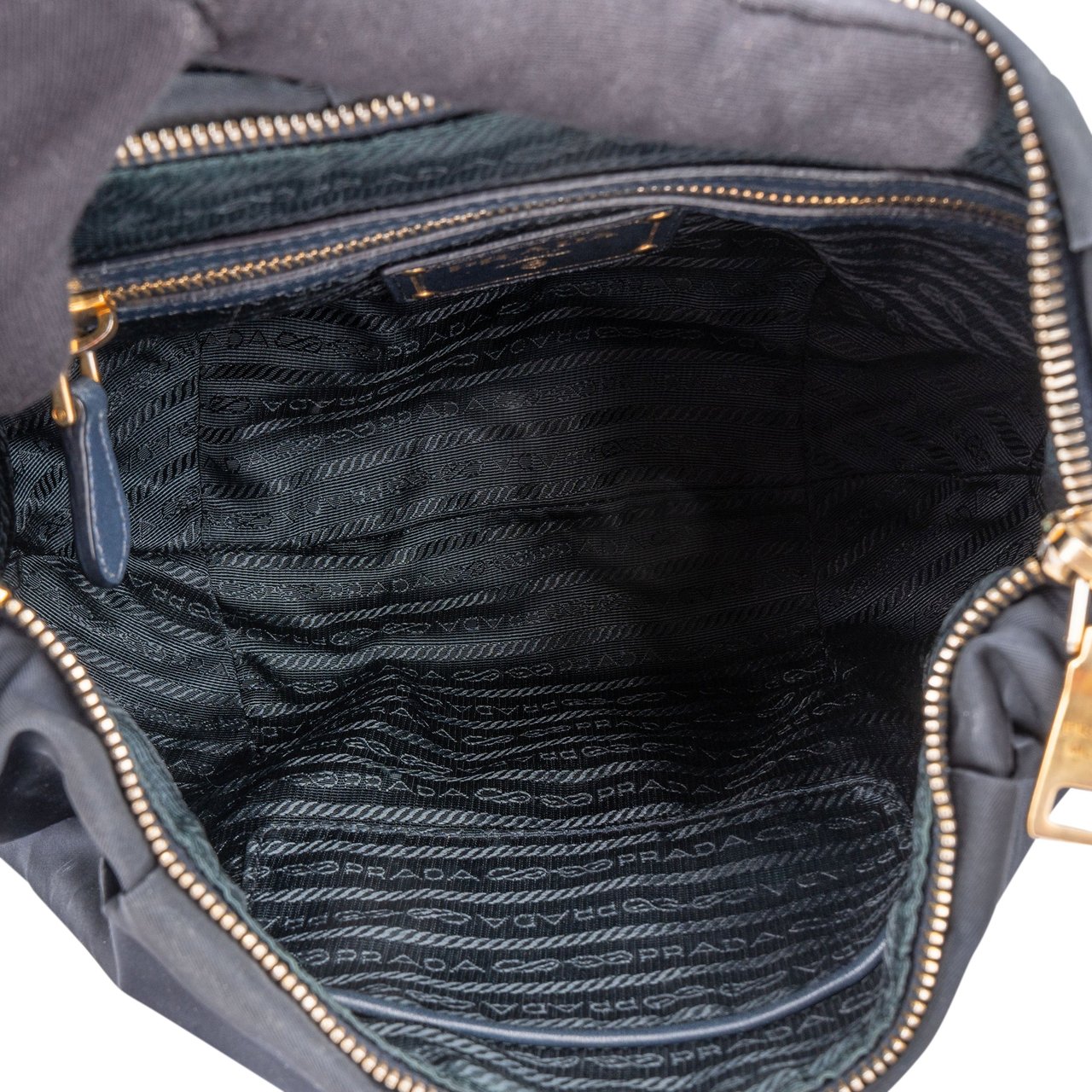 Prada Prada Blue Nylon Triangle Shoulder Bag Blauw
