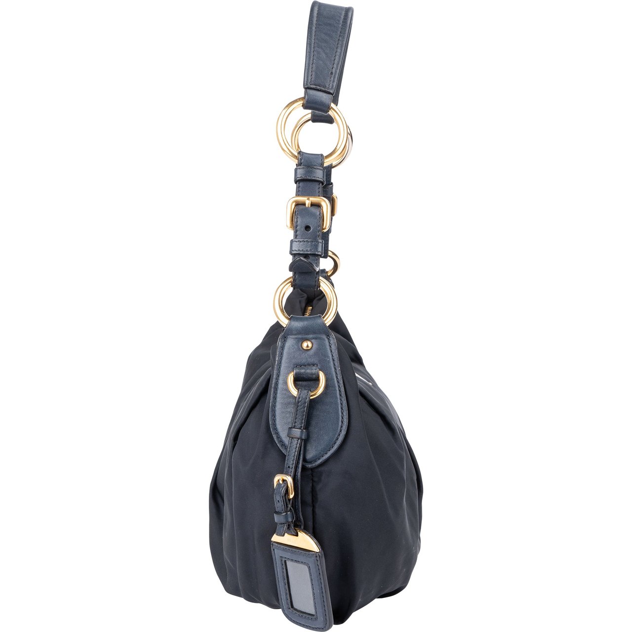 Prada Prada Blue Nylon Triangle Shoulder Bag Blauw