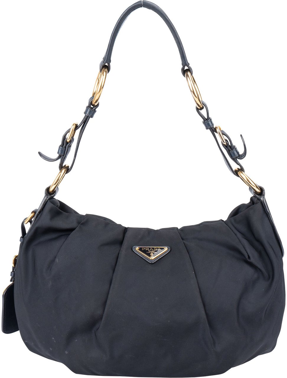 Prada Prada Blue Nylon Triangle Shoulder Bag Blauw