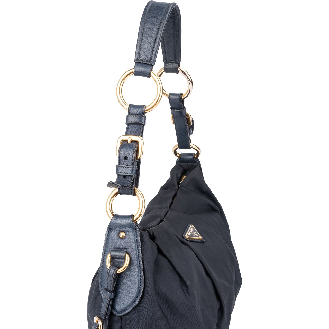 Prada Prada Blue Nylon Triangle Shoulder Bag Blauw