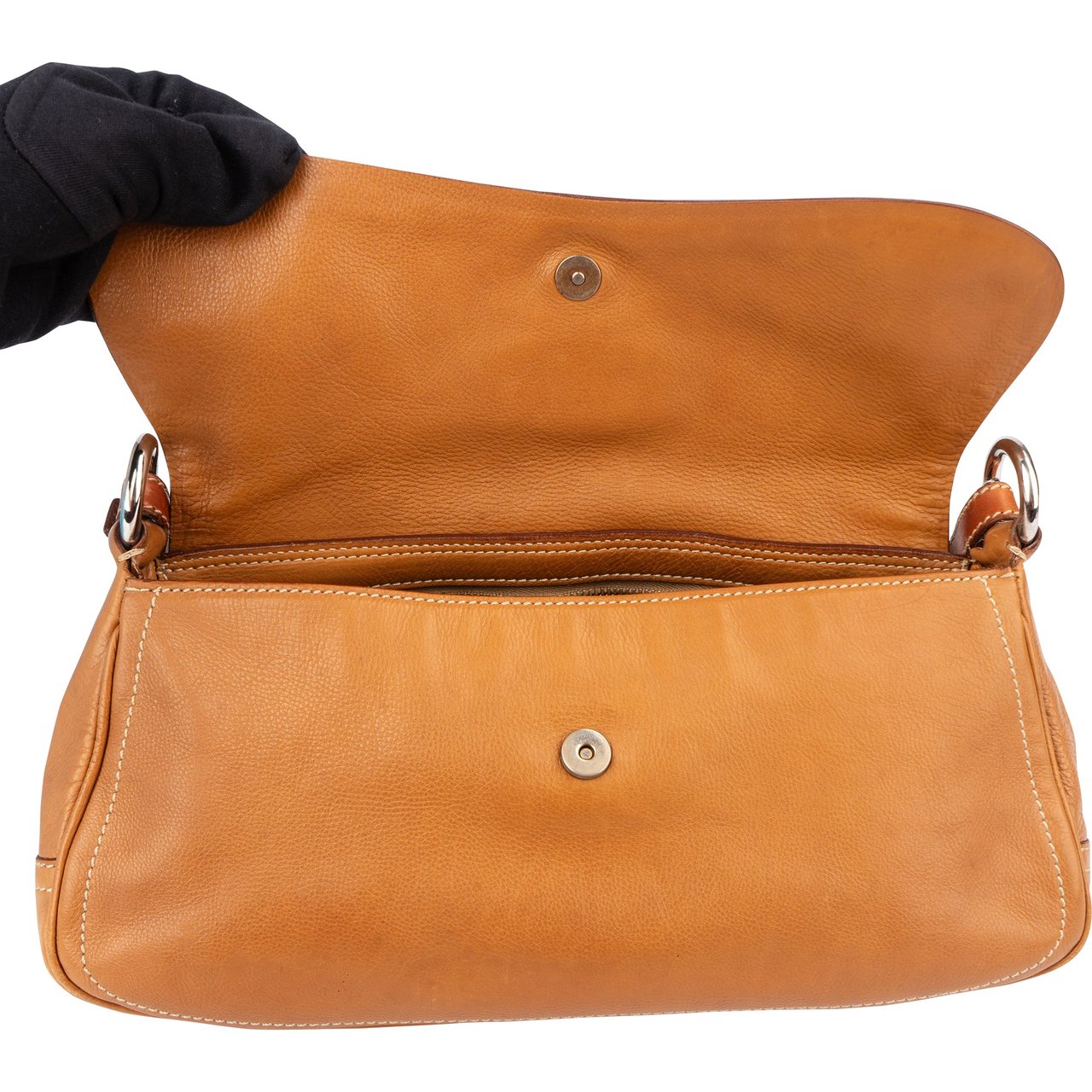 Prada Prada Brown Leather Triangle Baguette Shoulder Bag Bruin
