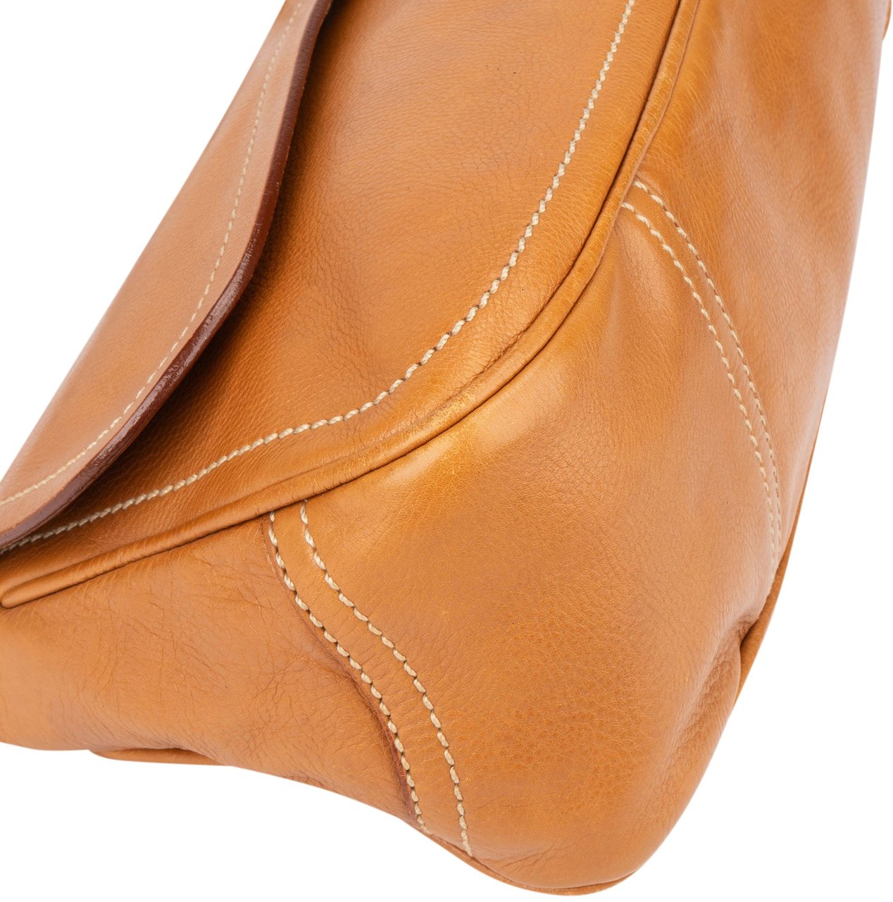 Prada Brown Leather Triangle Baguette Shoulder Bag Bruin