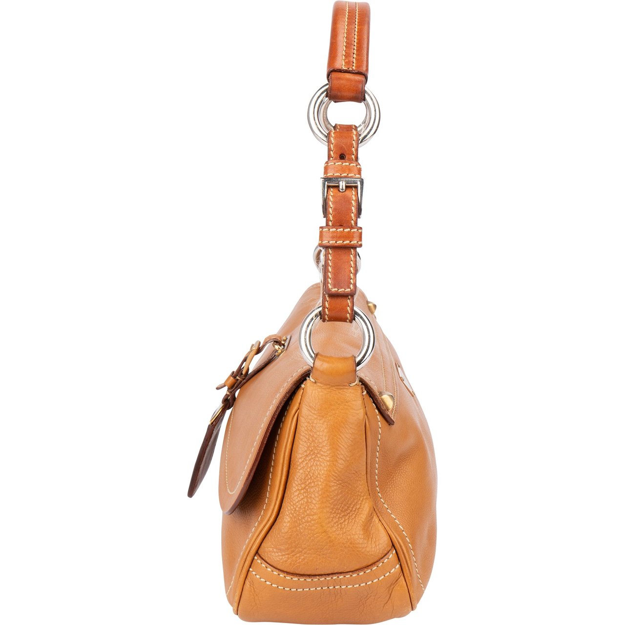 Prada Prada Brown Leather Triangle Baguette Shoulder Bag Bruin