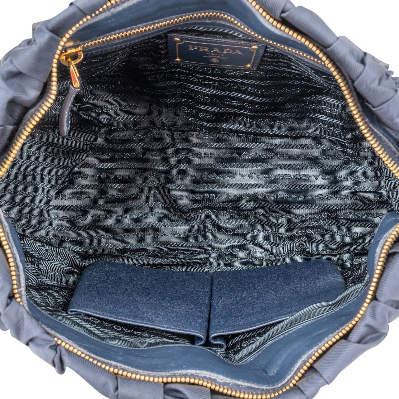 Prada Prada Blue Quilted Nylon Handbag Blauw