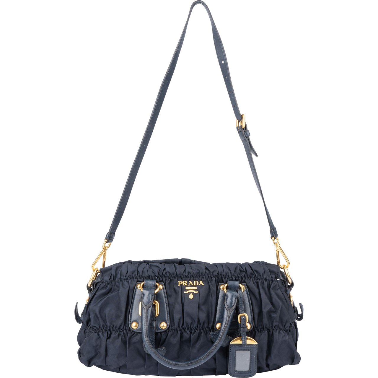 Prada Prada Blue Quilted Nylon Handbag Blauw