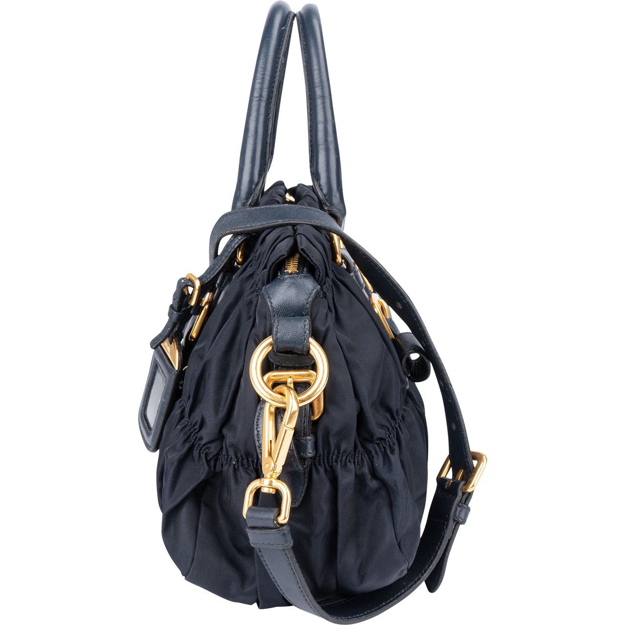 Prada Prada Blue Quilted Nylon Handbag Blauw