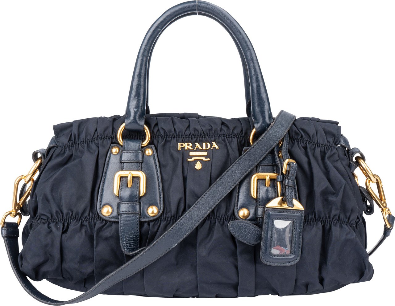 Prada Prada Blue Quilted Nylon Handbag Blauw