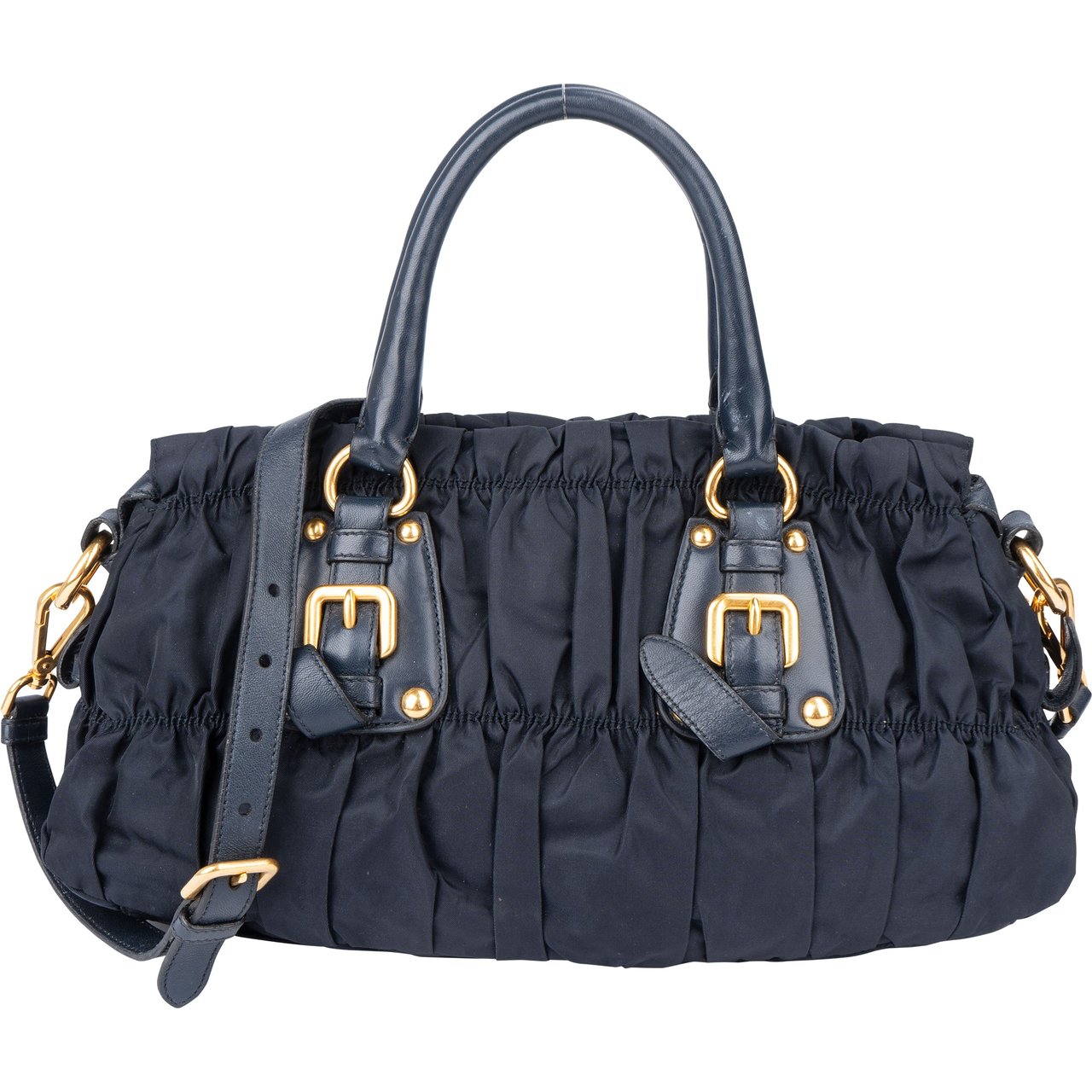 Prada Prada Blue Quilted Nylon Handbag Blauw