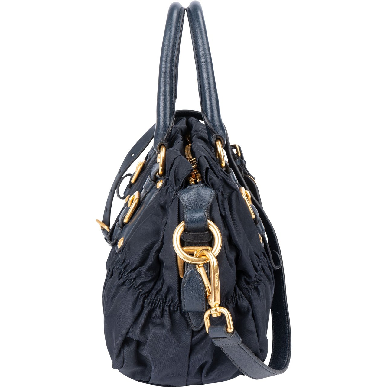 Prada Prada Blue Quilted Nylon Handbag Blauw