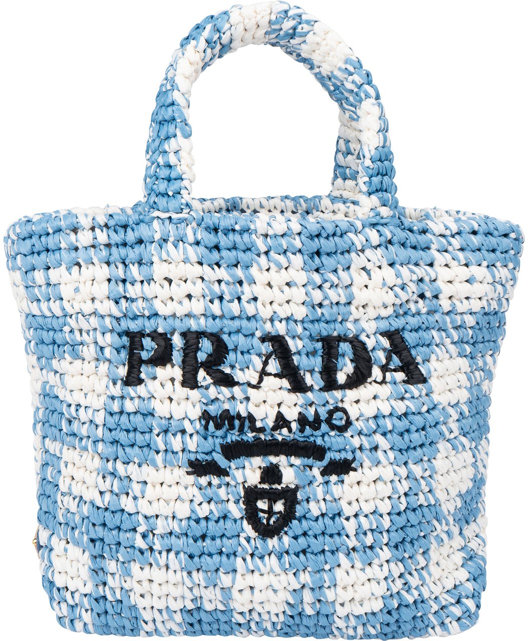 Prada Prada Blue Gaufre Raffia Handbag Blauw