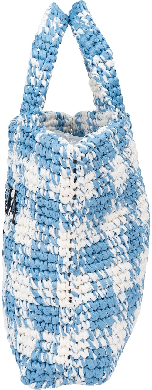 Prada Blue Gaufre Raffia Handbag Blauw