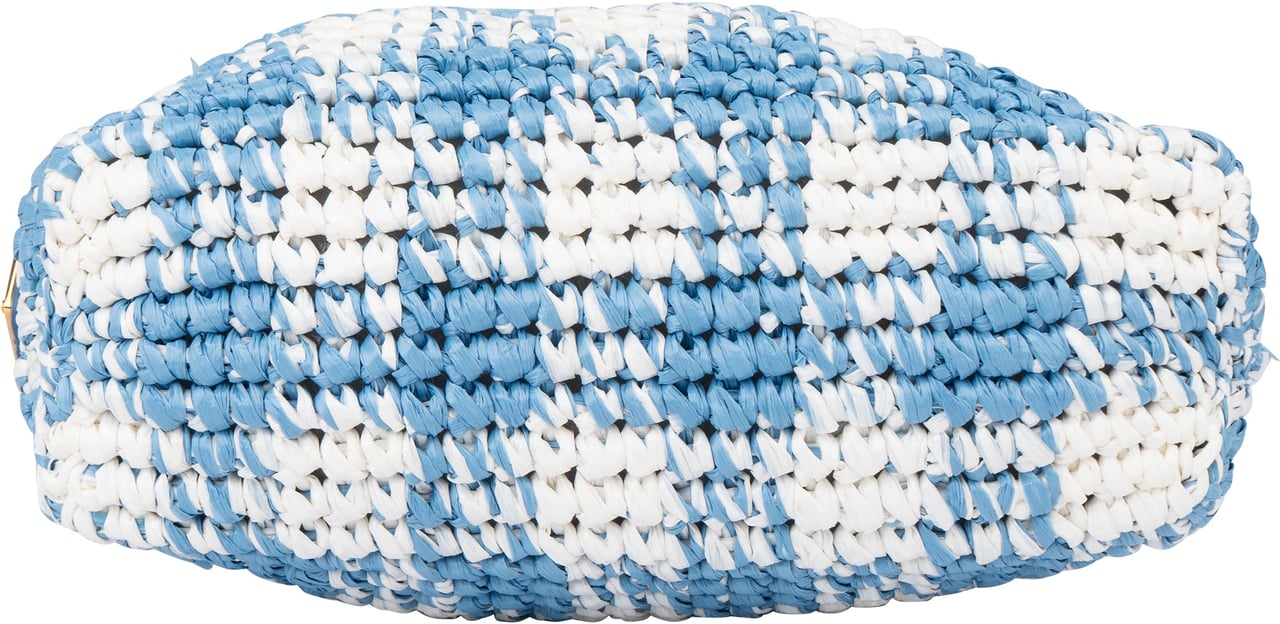 Prada Blue Gaufre Raffia Handbag Blauw
