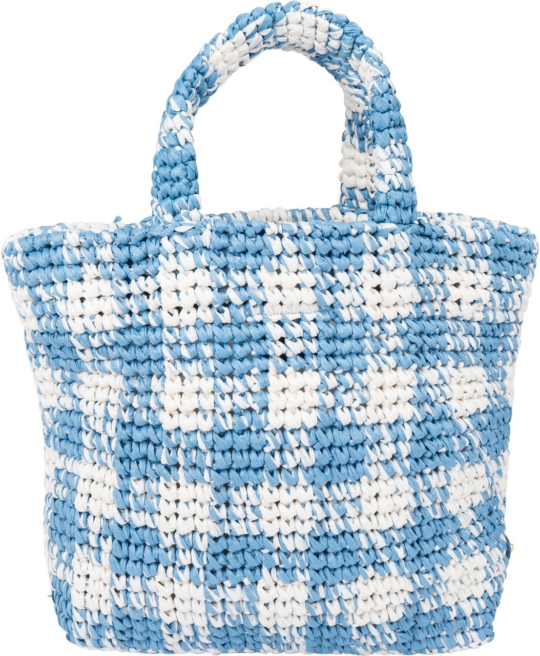 Prada Blue Gaufre Raffia Handbag Blauw