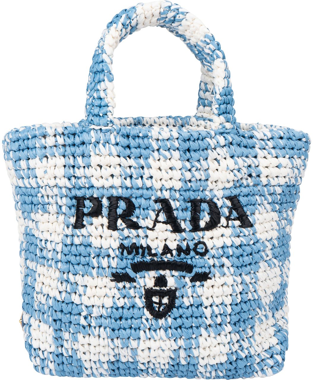Prada Blue Gaufre Raffia Handbag Blauw