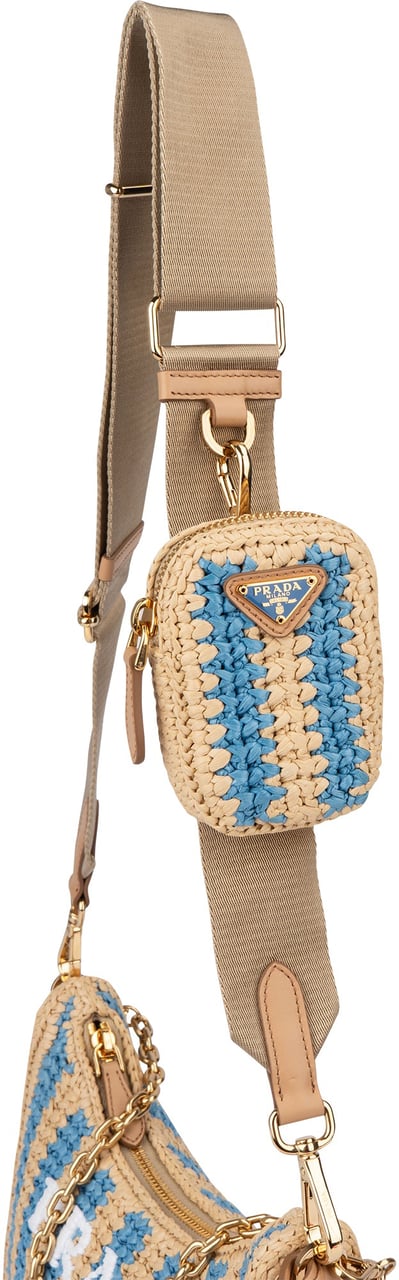 Prada Tricolor Raffia Re-Editon Crossbody bag Beige