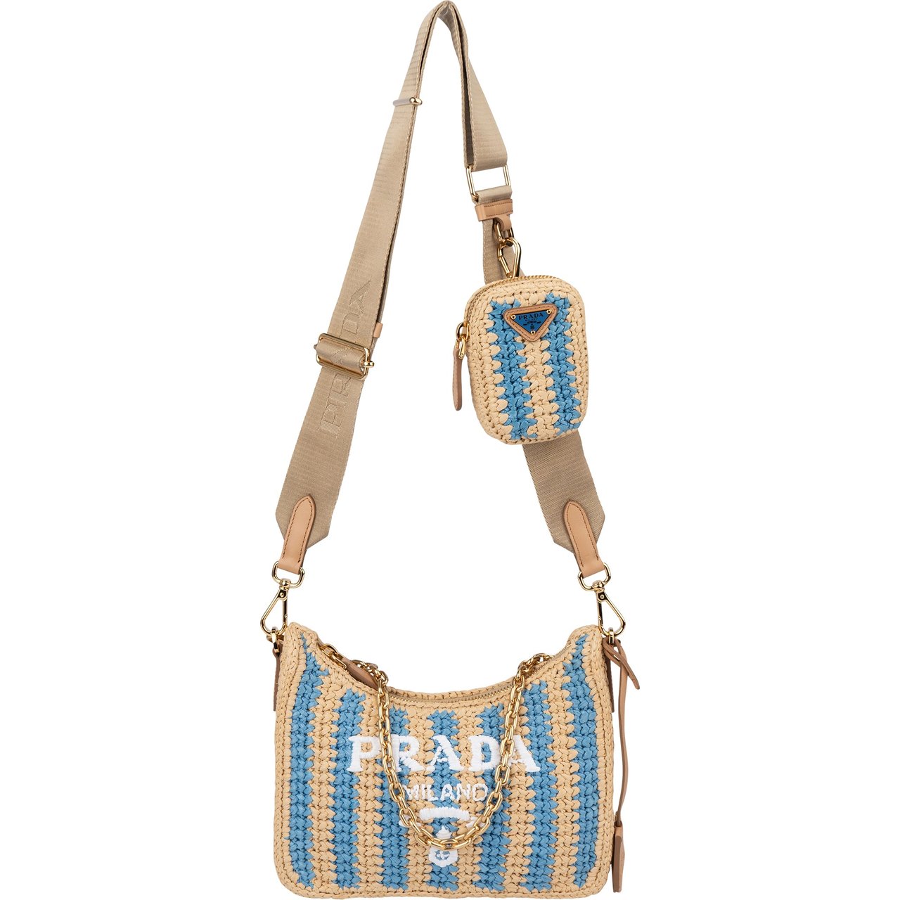 Prada Prada Tricolor Raffia Re-Editon Crossbody bag Beige