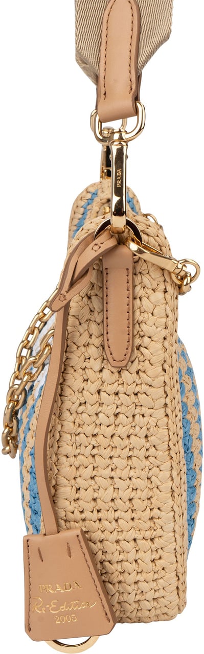Prada Tricolor Raffia Re-Editon Crossbody bag Beige