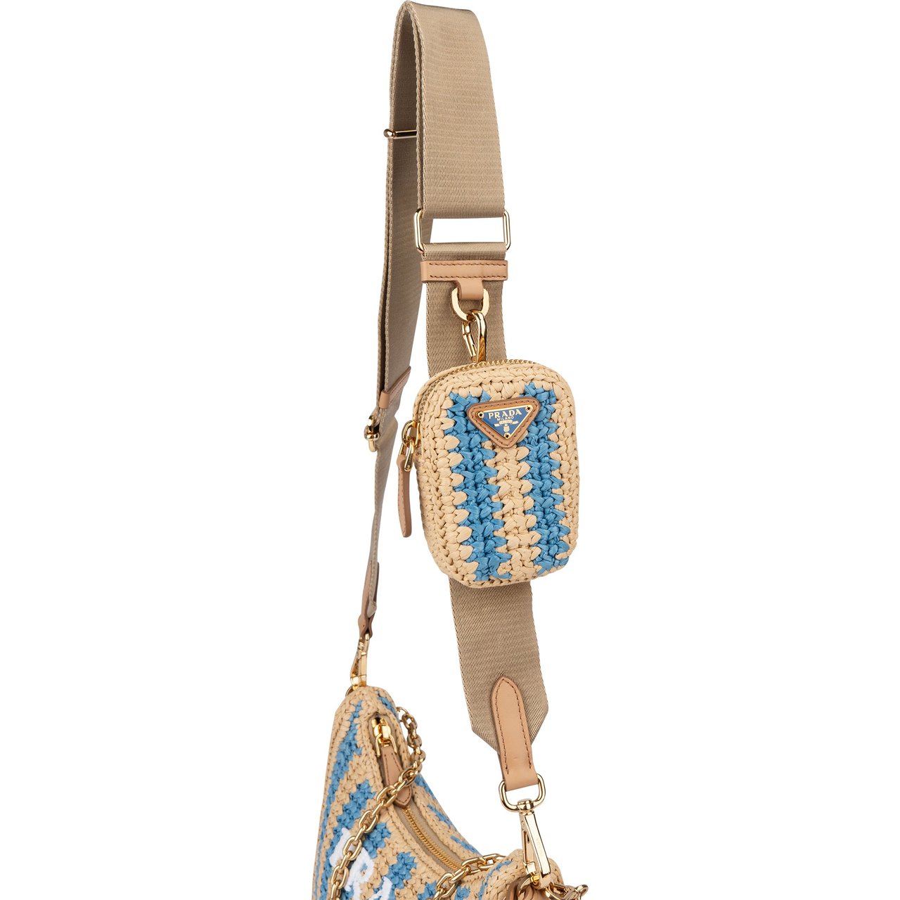 Prada Prada Tricolor Raffia Re-Editon Crossbody bag Beige