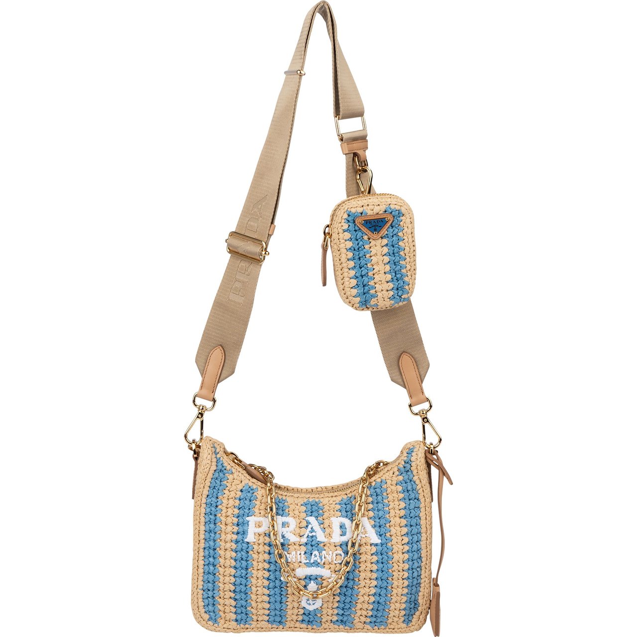Prada Prada Tricolor Raffia Re-Editon Crossbody bag Beige