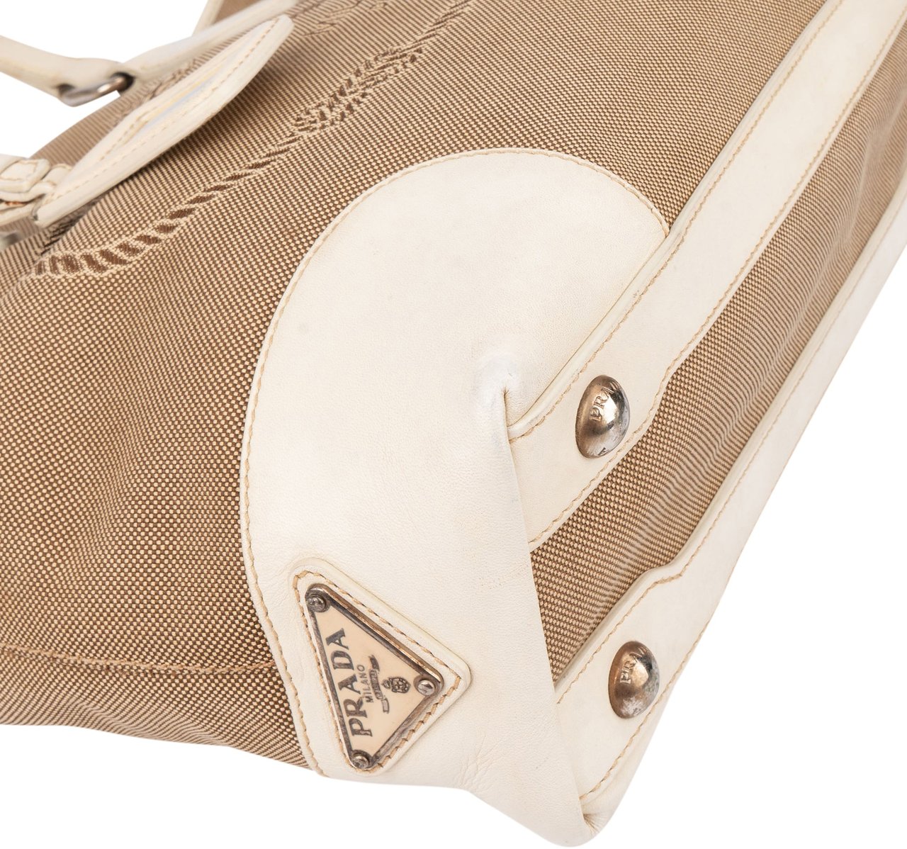 Prada Classic Jacquard Triangle Handbag Bruin