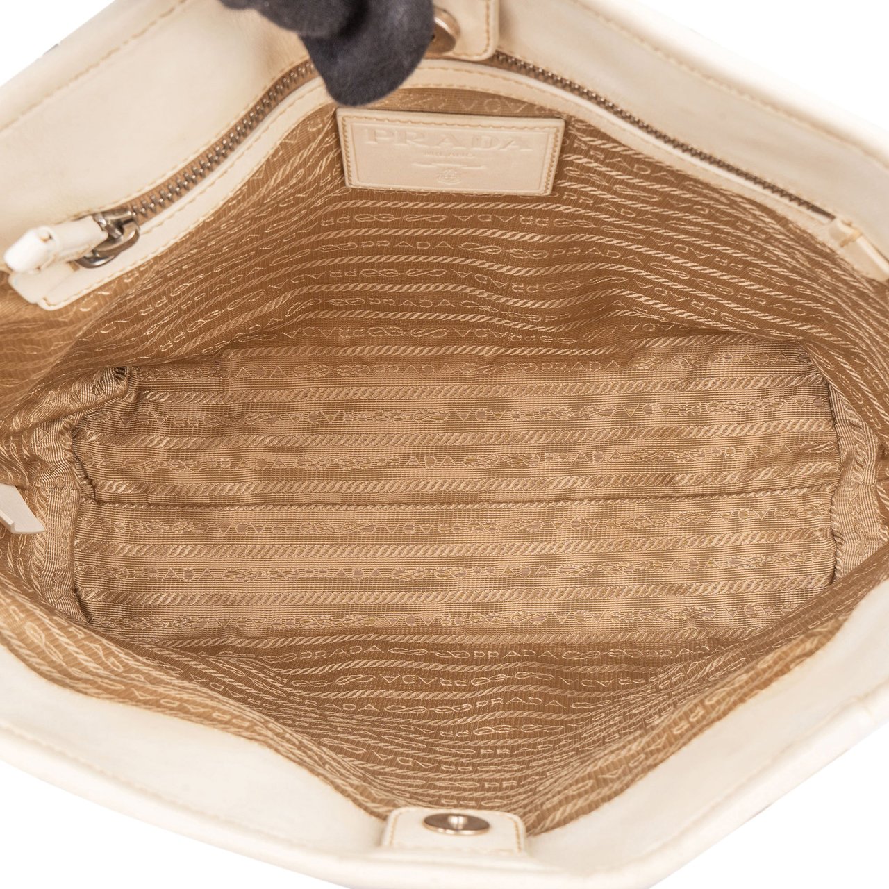 Prada Classic Jacquard Triangle Handbag Bruin