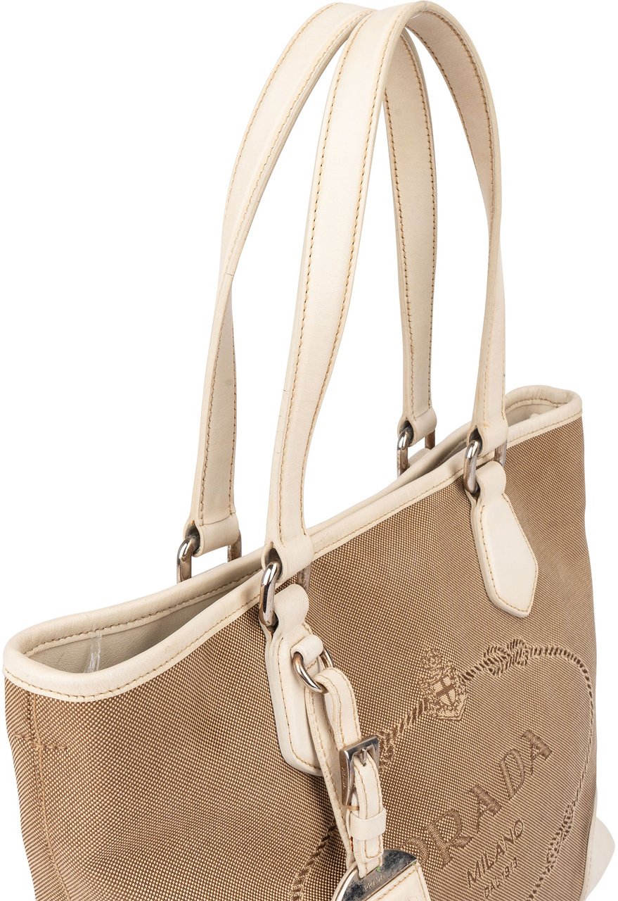Prada Classic Jacquard Triangle Handbag Bruin