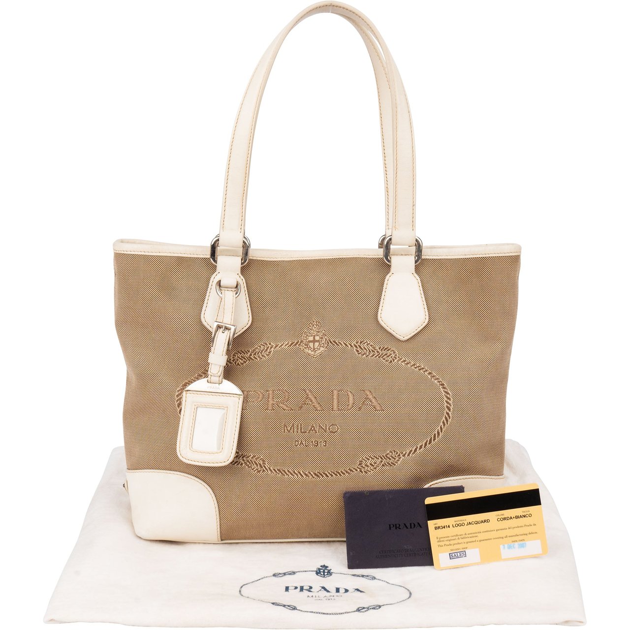Prada Prada Classic Jacquard Triangle Handbag Bruin