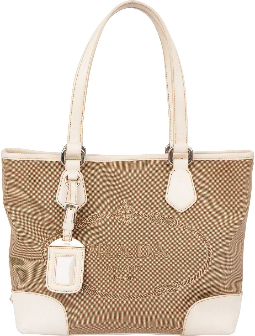 Prada Classic Jacquard Triangle Handbag Bruin