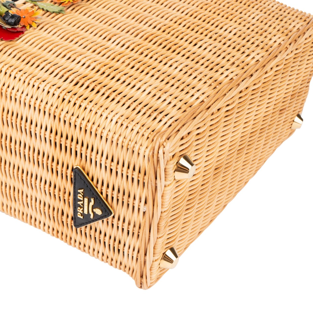 Prada Prada Limited Floral Basket Handbag Zwart