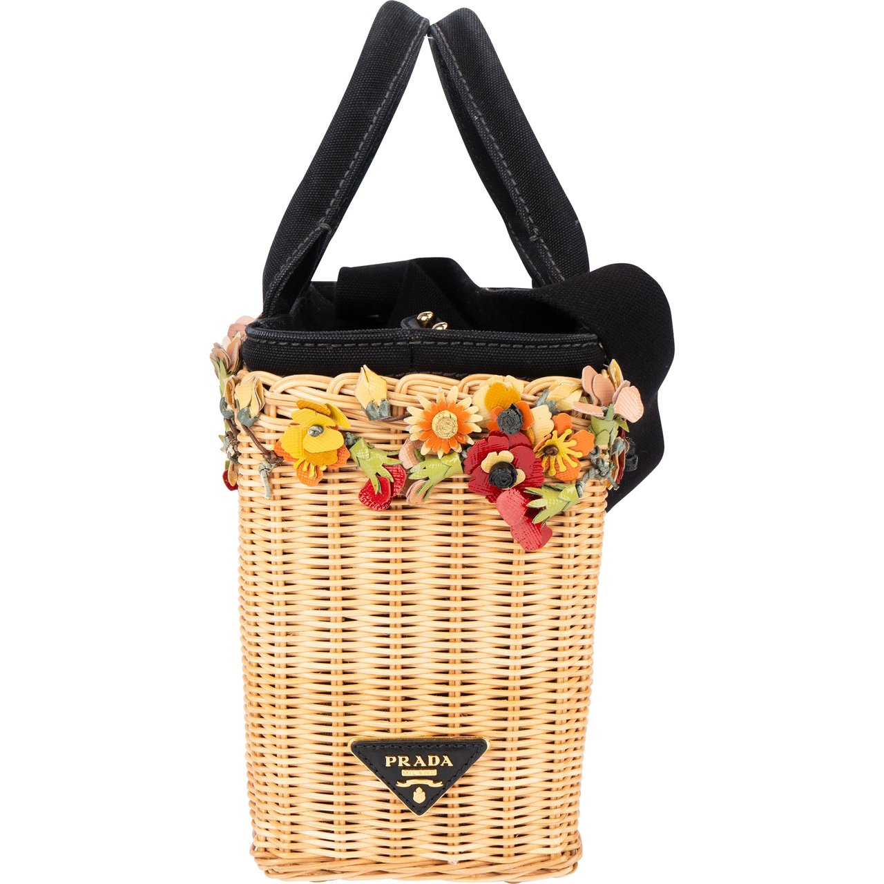 Prada Prada Limited Floral Basket Handbag Zwart