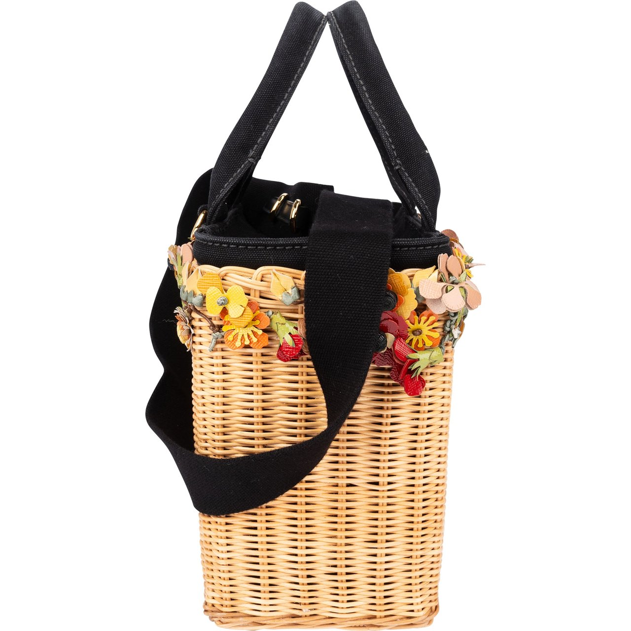 Prada Prada Limited Floral Basket Handbag Zwart