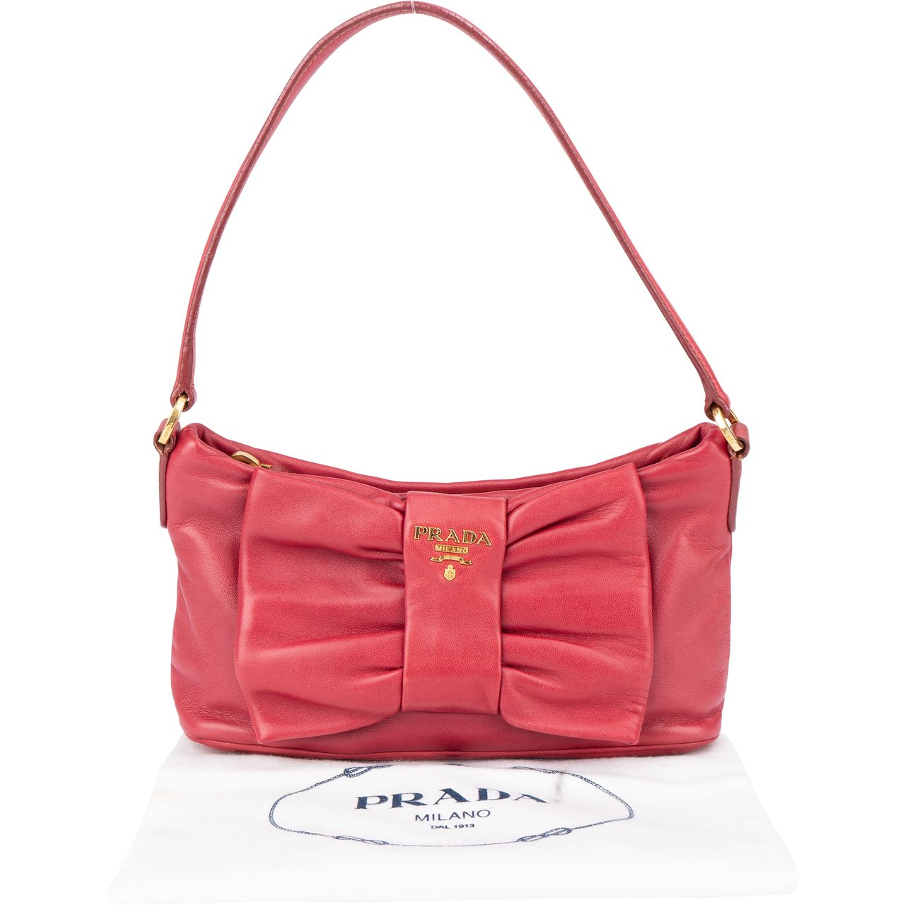 Prada Prada Pink Leather Ribbon Mini Handbag Roze