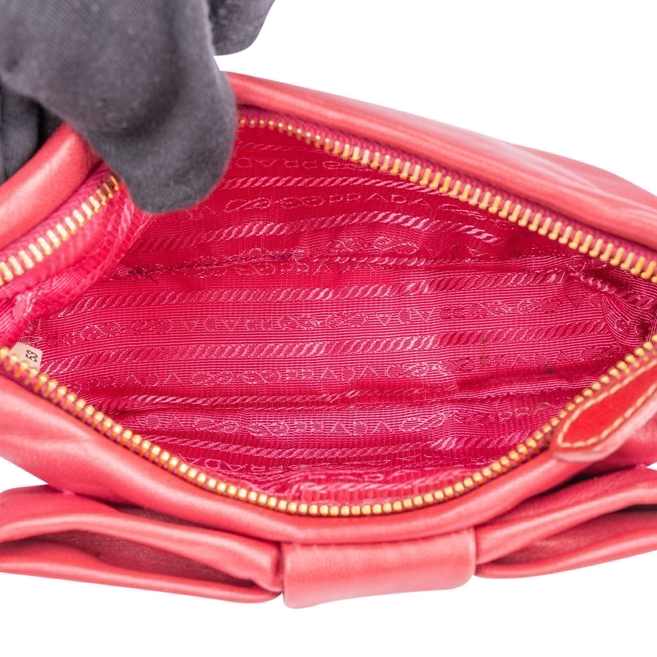 Prada Prada Pink Leather Ribbon Mini Handbag Roze