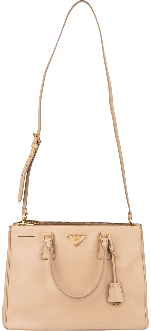 Prada Prada Saffiano Leather Galleria Handbag Beige