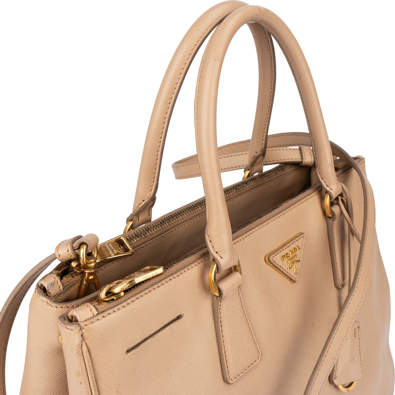 Prada Prada Saffiano Leather Galleria Handbag Beige