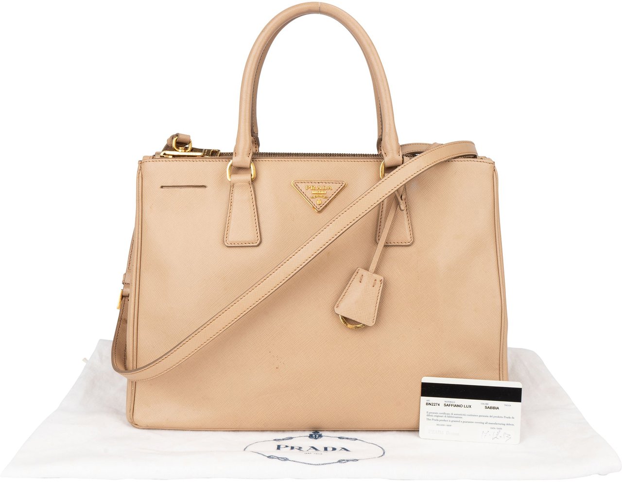 Prada Prada Saffiano Leather Galleria Handbag Beige