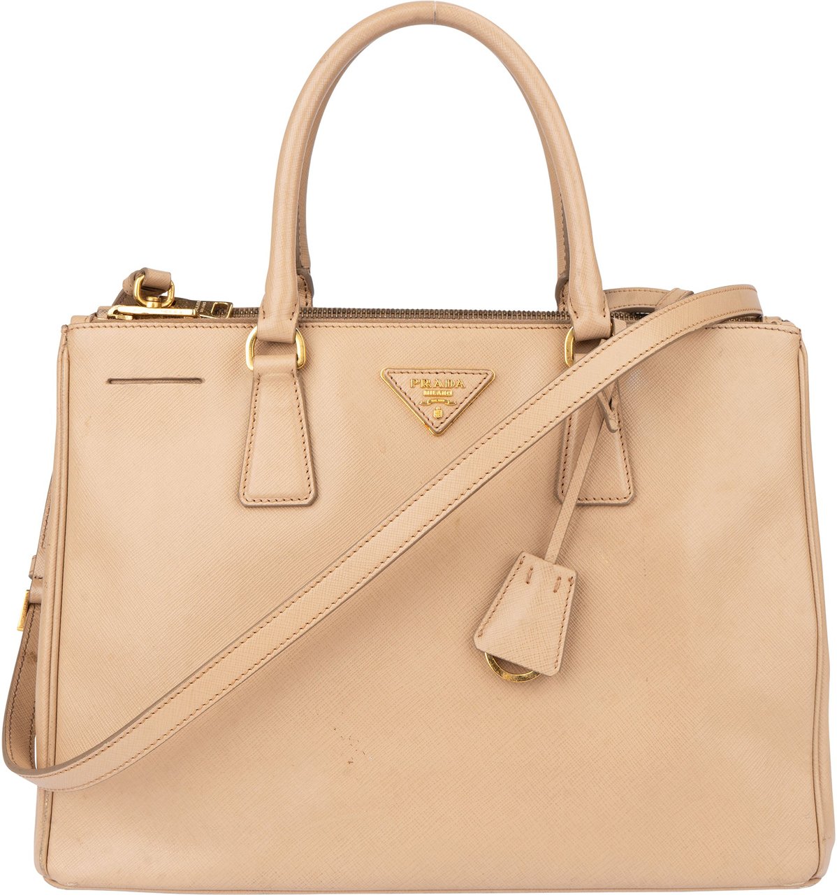 Prada Prada Saffiano Leather Galleria Handbag Beige