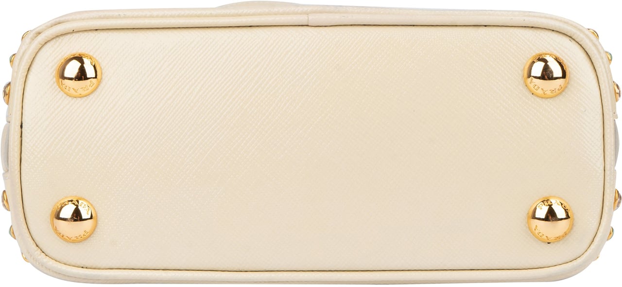 Prada Prada Patent Crystal Mini Promenade Handbag Wit