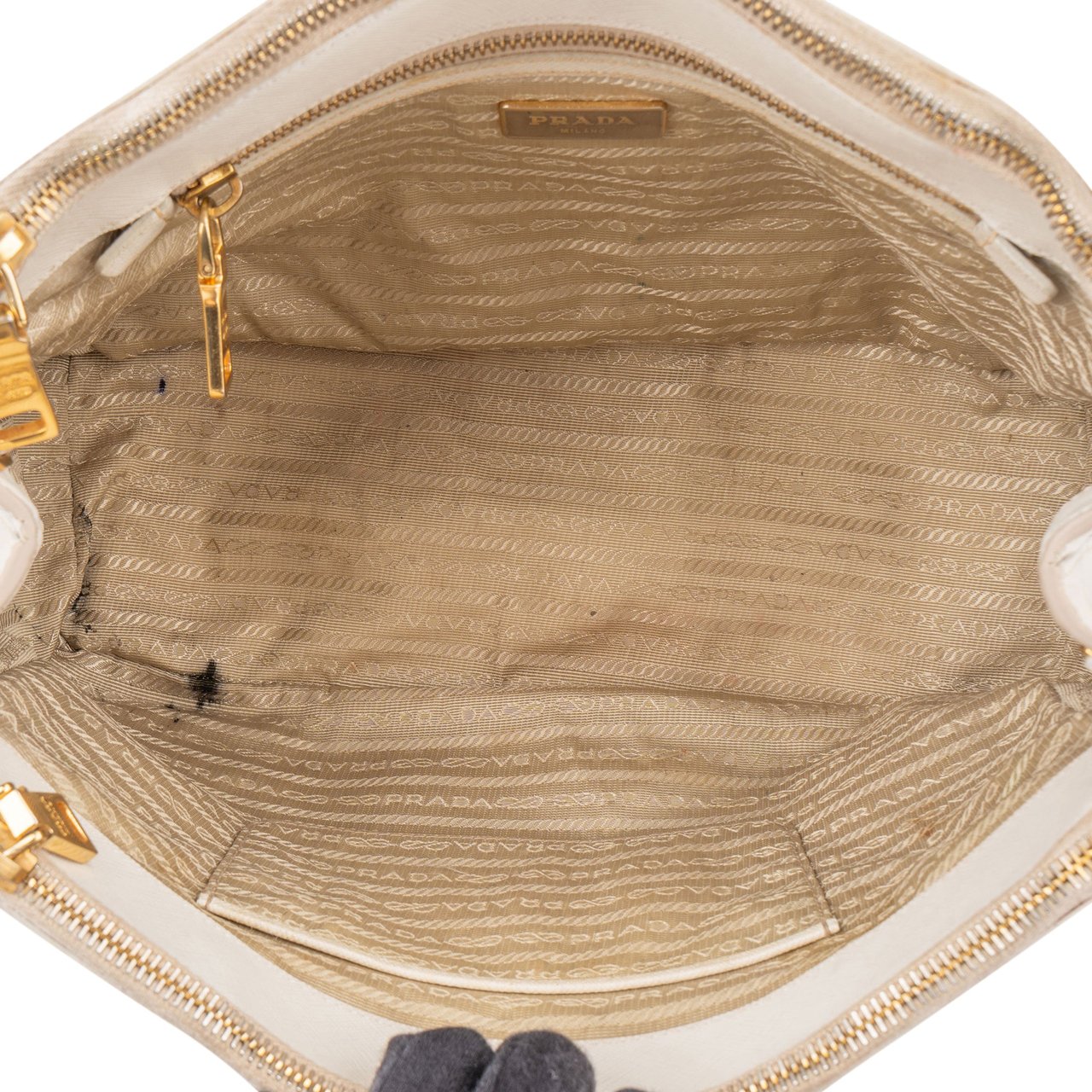Prada Prada White Saffiano Leather Galleria Handbag Wit